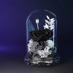 Astricos Timeless Preserved Rose Glass Dome Gift Box - Mystic Blue Enchanted Rose Bouquet for Special Occasions - Astricos