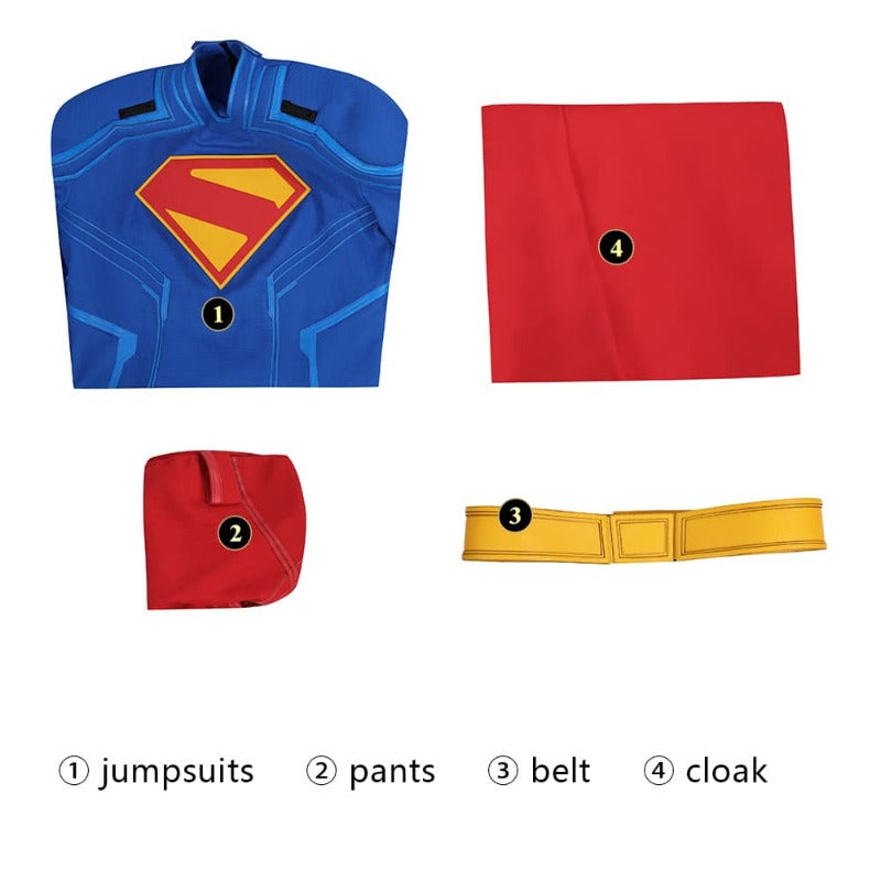 Astricos Superman Legacy Clark Kent Cosplay Costume - Blue Zentai Suit with Red Cape - Astricos