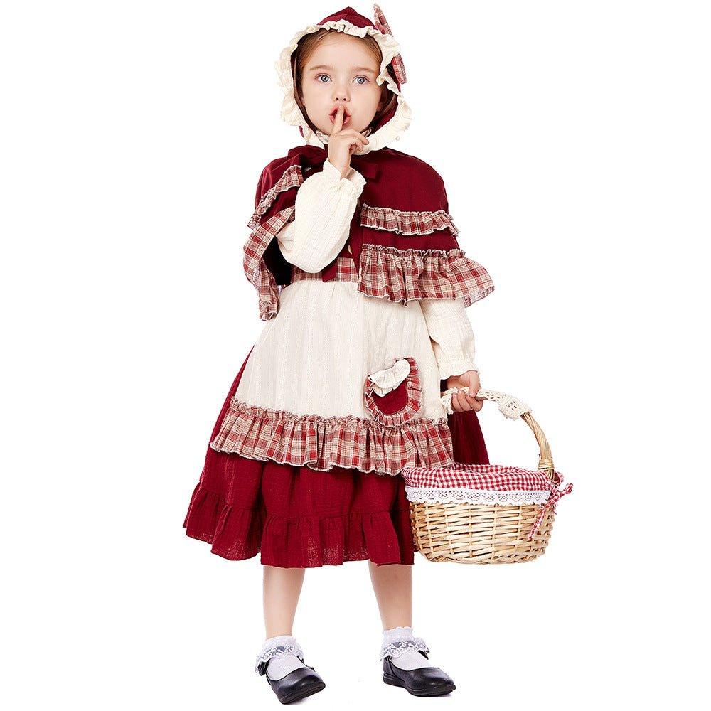 Astricos Children's Red Riding Hood Costume - Lolita Inspired Stage Play Dress - Astricos