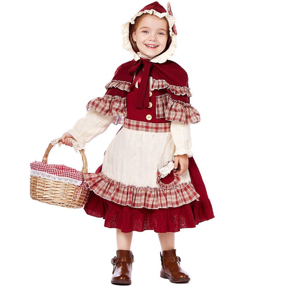 Astricos Children's Red Riding Hood Costume - Lolita Inspired Stage Play Dress - Astricos