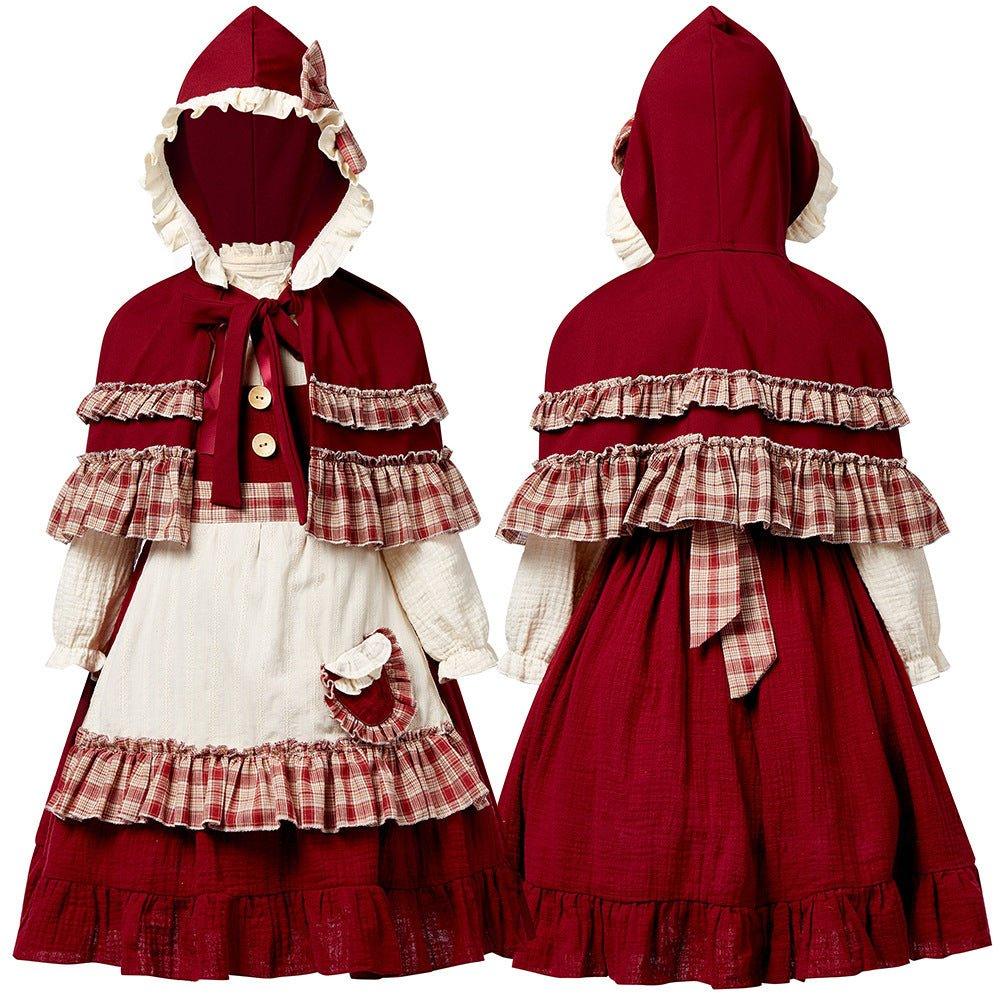 Astricos Children's Red Riding Hood Costume - Lolita Inspired Stage Play Dress - Astricos