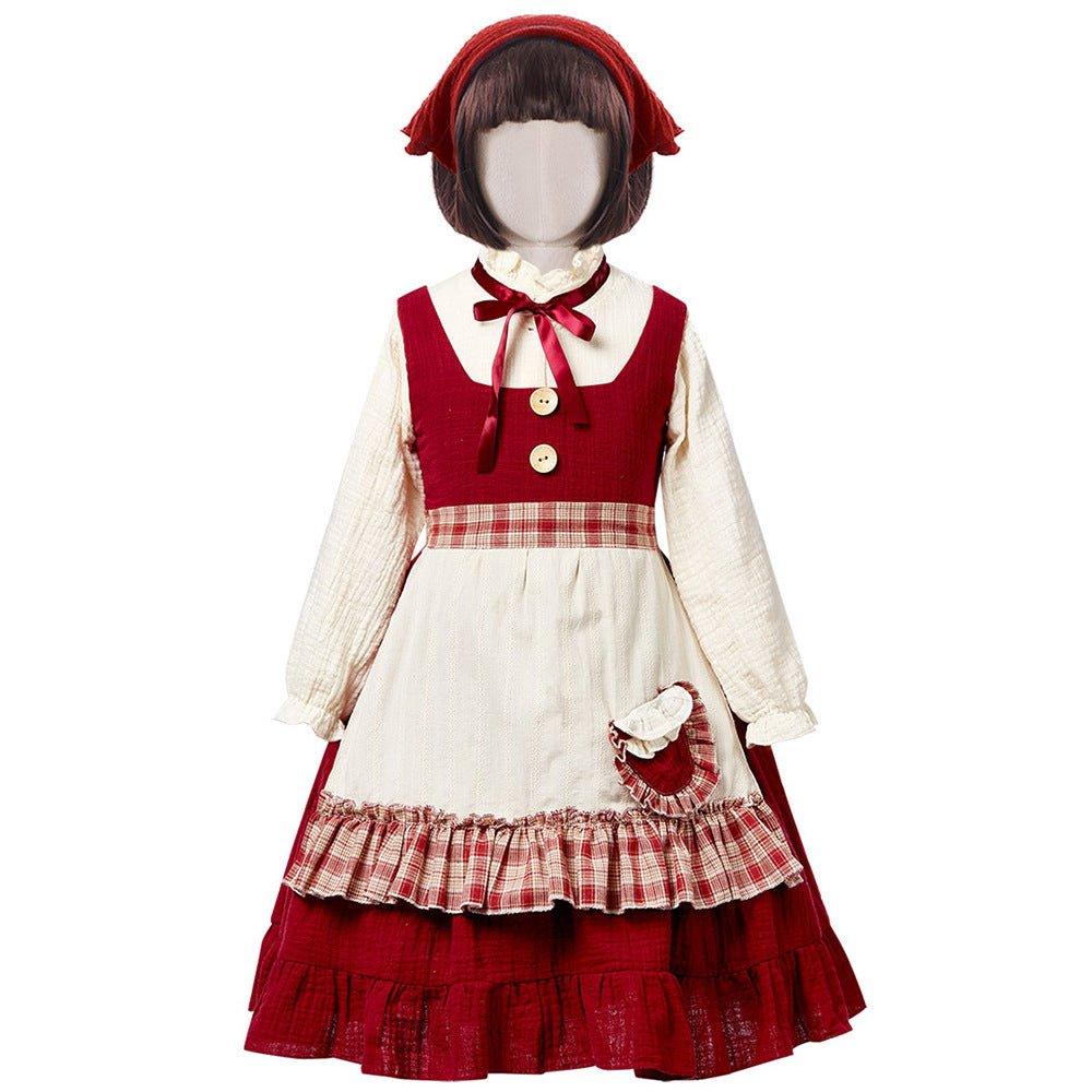 Astricos Children's Red Riding Hood Costume - Lolita Inspired Stage Play Dress - Astricos