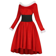 Astricos Festive Red Velvet Dress - Perfect for Christmas Cosplay and Holiday Parties - Astricos