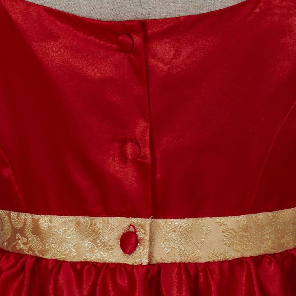 Elegant Christmas Red Empire Waist Gown with Gold Waistband | Astricos Regency Style Cosplay - Astricos