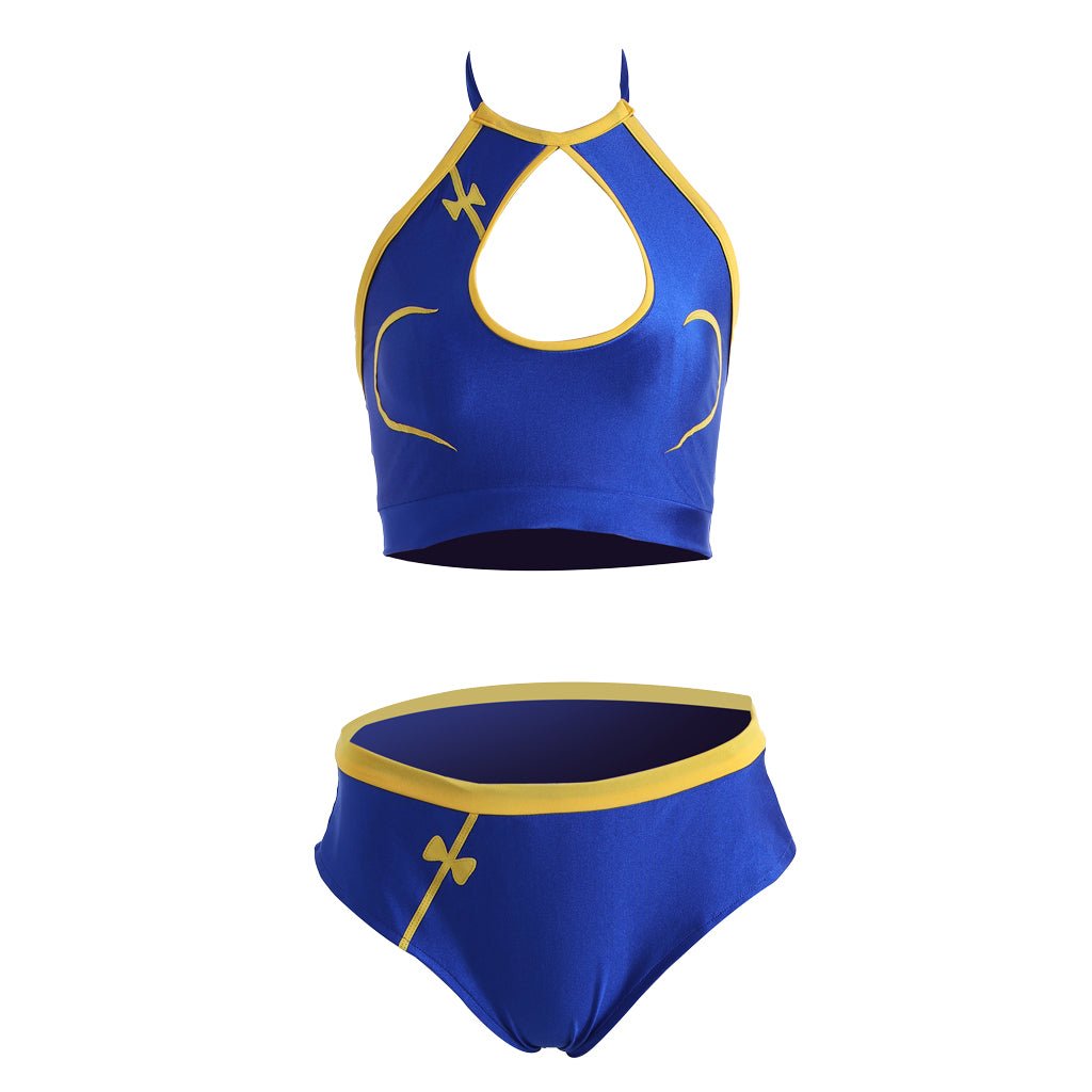 Astricos Chun-Li Cosplay Costume | Blue Street Fighter Outfit | Sexy Fighting Crop Top & Shorts - Astricos