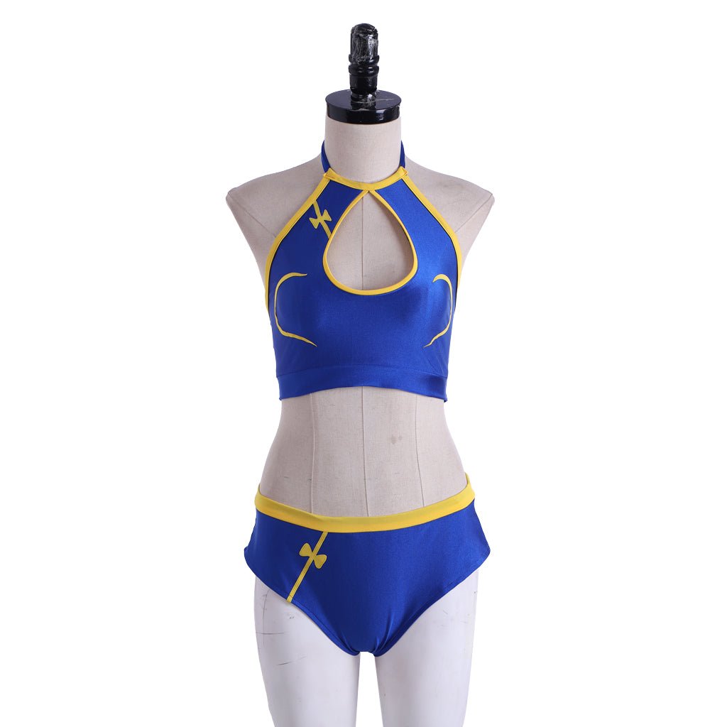 Astricos Chun-Li Cosplay Costume | Blue Street Fighter Outfit | Sexy Fighting Crop Top & Shorts - Astricos