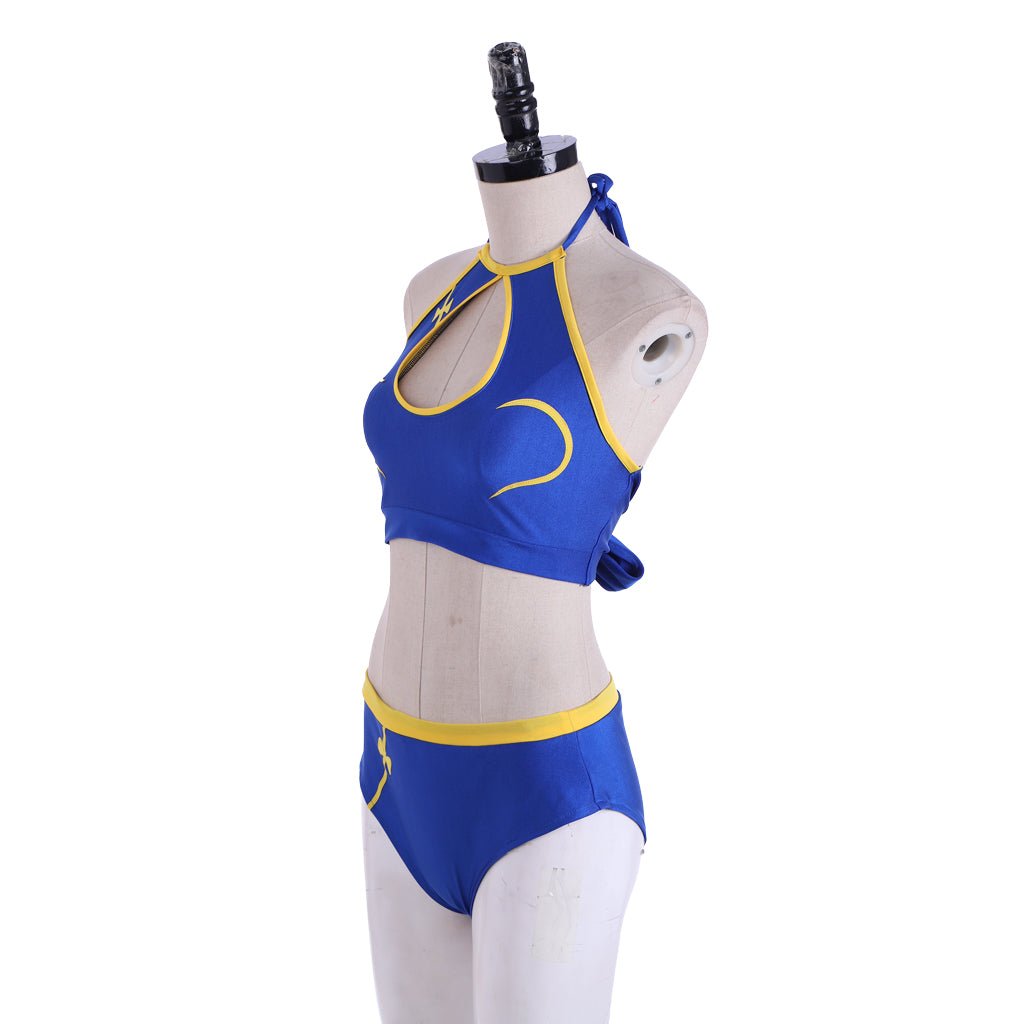 Astricos Chun-Li Cosplay Costume | Blue Street Fighter Outfit | Sexy Fighting Crop Top & Shorts - Astricos