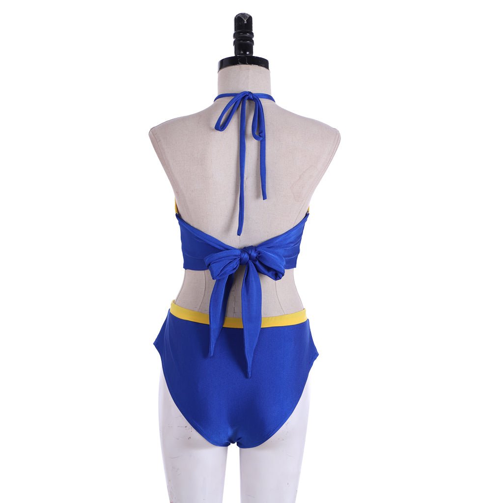 Astricos Chun-Li Cosplay Costume | Blue Street Fighter Outfit | Sexy Fighting Crop Top & Shorts - Astricos