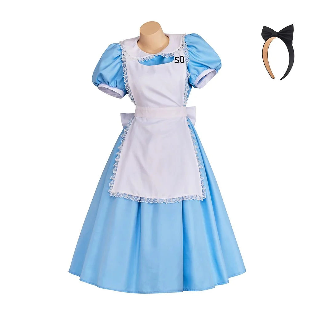 Elegant Astricos Alice Cosplay Costume – Premium Lolita Maid Dress with Apron and Bow for Halloween - Astricos