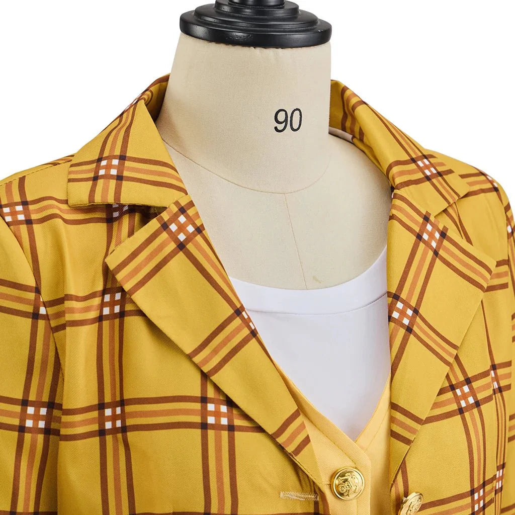 Astricos Cher Horowitz Clueless Cosplay Costume - Yellow Plaid School Uniform for Halloween - Astricos