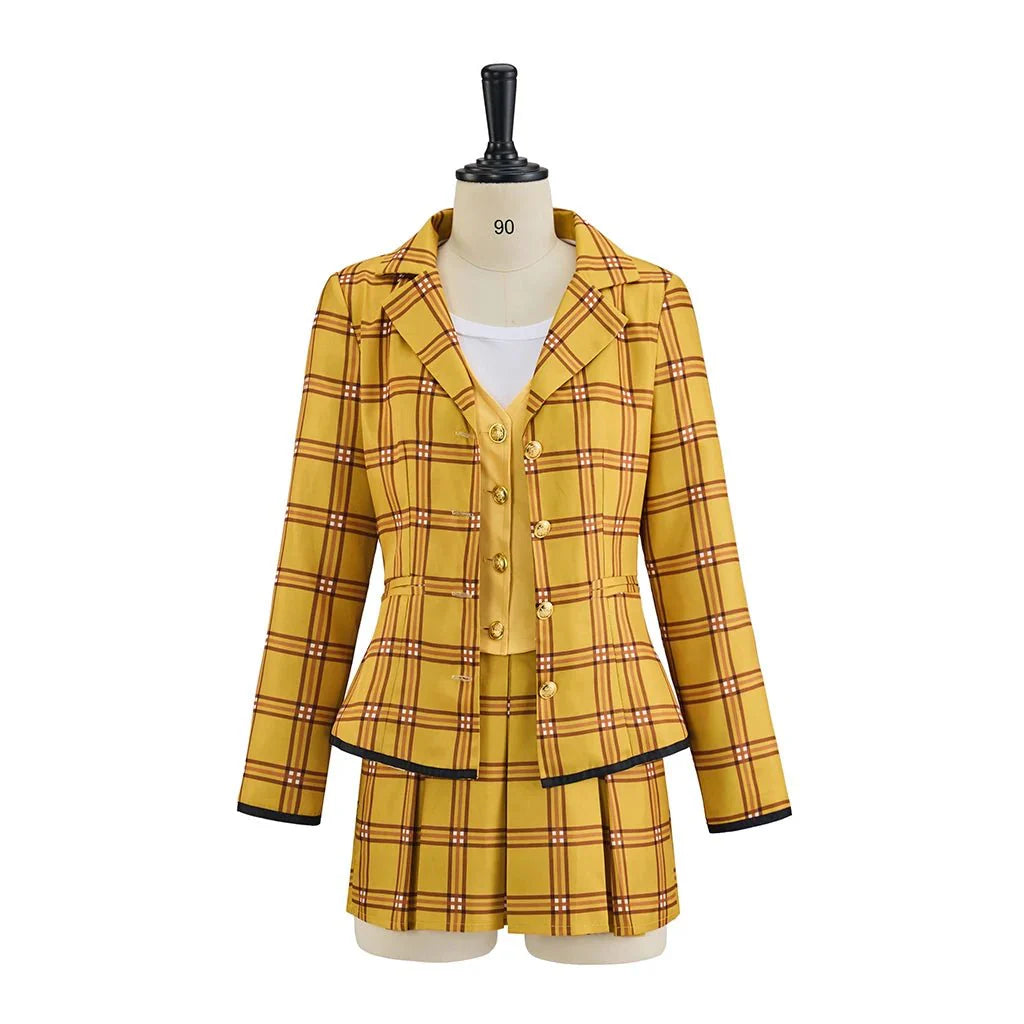 Astricos Cher Horowitz Clueless Cosplay Costume - Yellow Plaid School Uniform for Halloween - Astricos