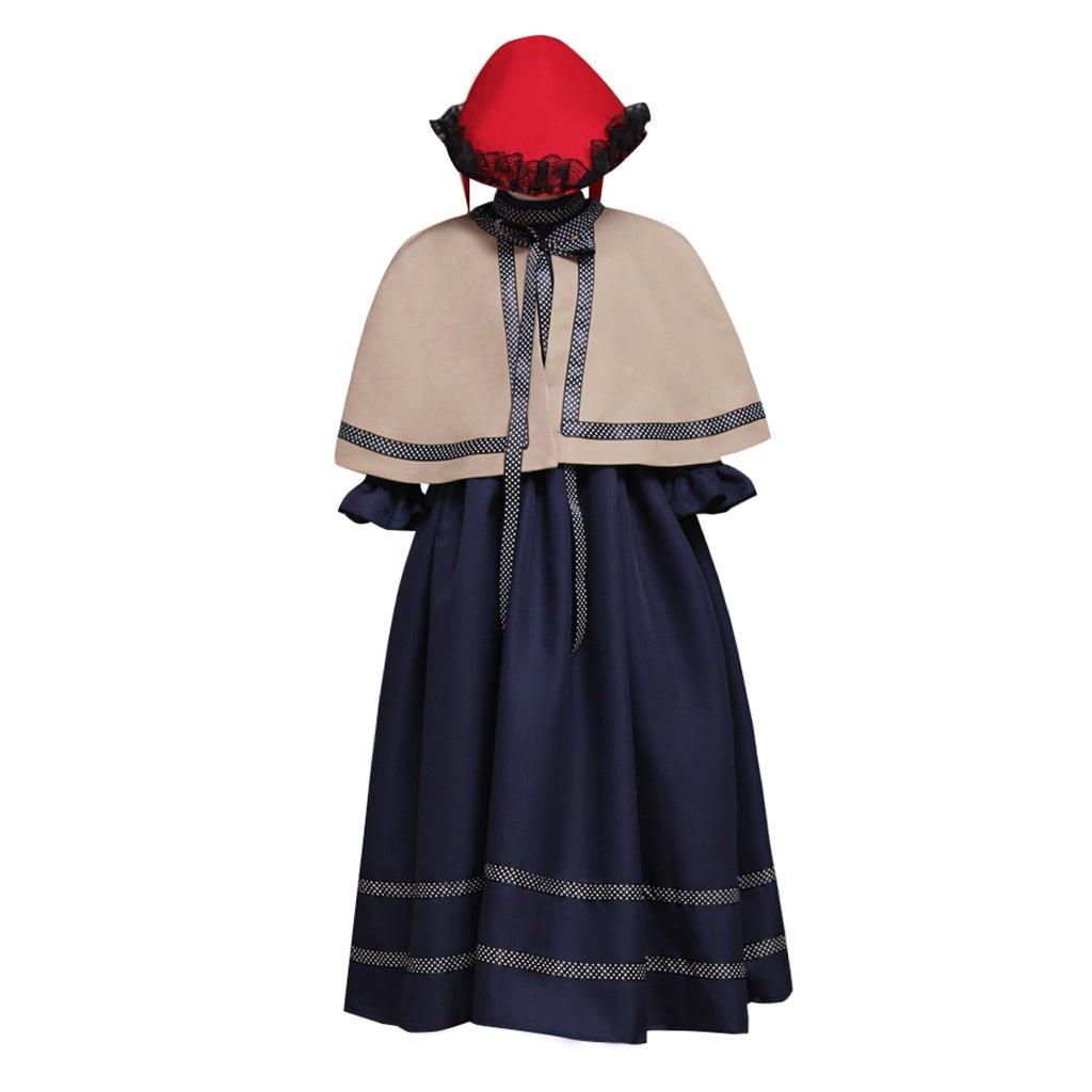 Exclusive Girls Medieval Gothic Lolita Church Cosplay Costume with Cape and Hat – Fantasy Outfit for Events - Astricos