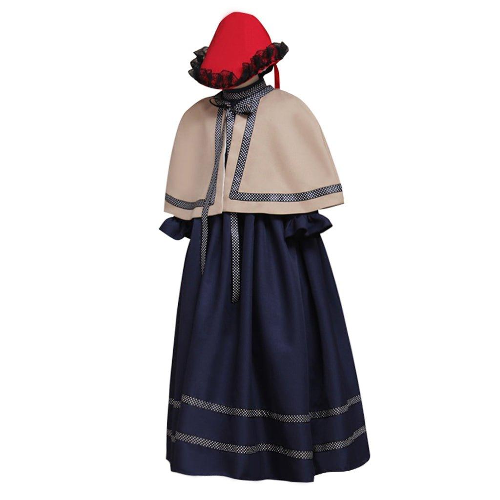 Exclusive Girls Medieval Gothic Lolita Church Cosplay Costume with Cape and Hat – Fantasy Outfit for Events - Astricos