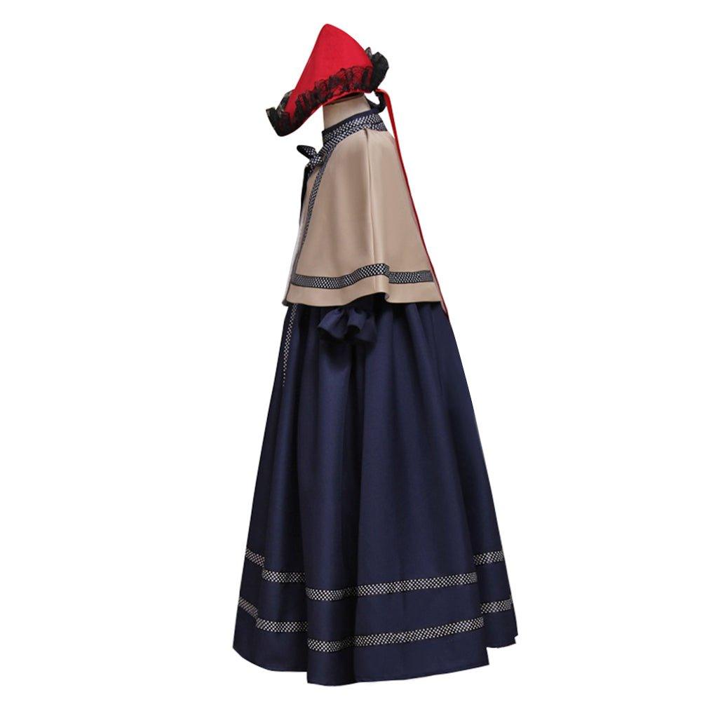 Exclusive Girls Medieval Gothic Lolita Church Cosplay Costume with Cape and Hat – Fantasy Outfit for Events - Astricos