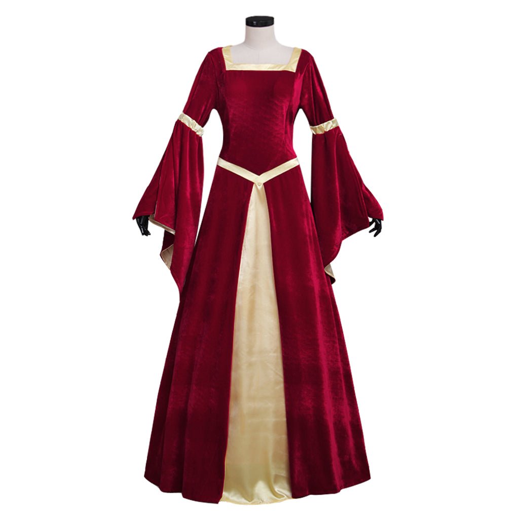 Exclusive Astricos Medieval Velvet Dress with Trumpet Sleeves for Women | Perfect for Weddings and Themed Parties - Astricos