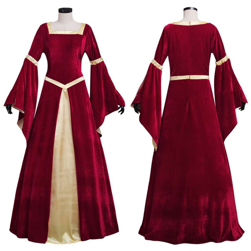 Exclusive Astricos Medieval Velvet Dress with Trumpet Sleeves for Women | Perfect for Weddings and Themed Parties - Astricos