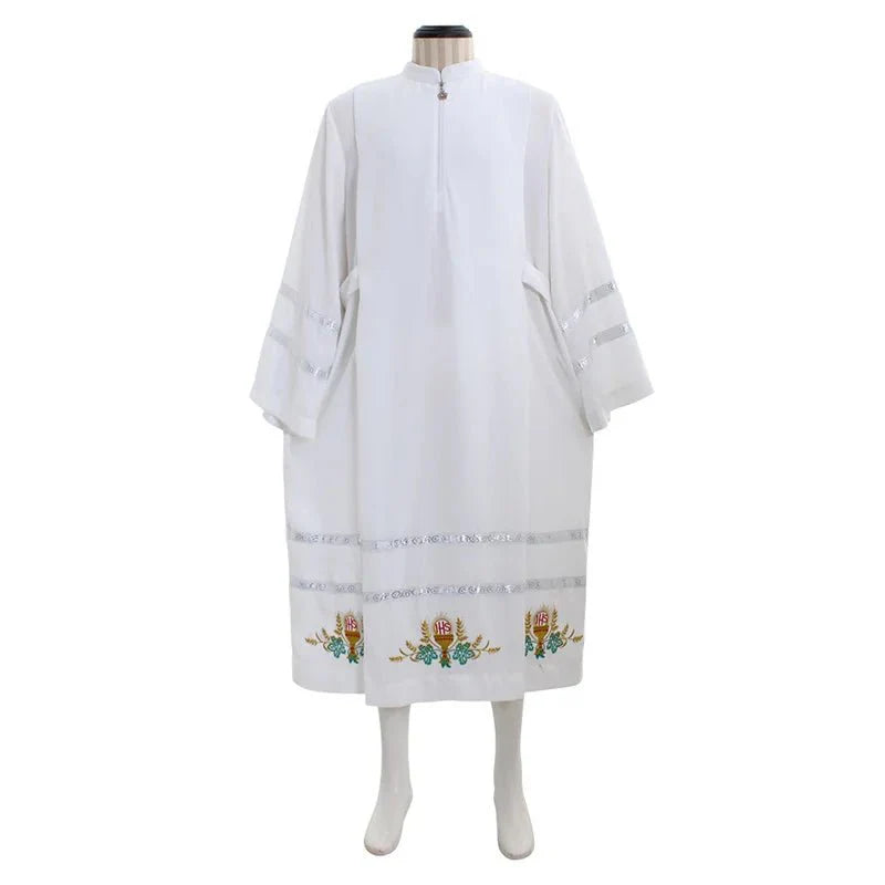 Exclusive Astricos Medieval Clergy Robe - White Cassock Cosplay Costume with Intricate Embroidery | Astricos Medieval Series - Astricos