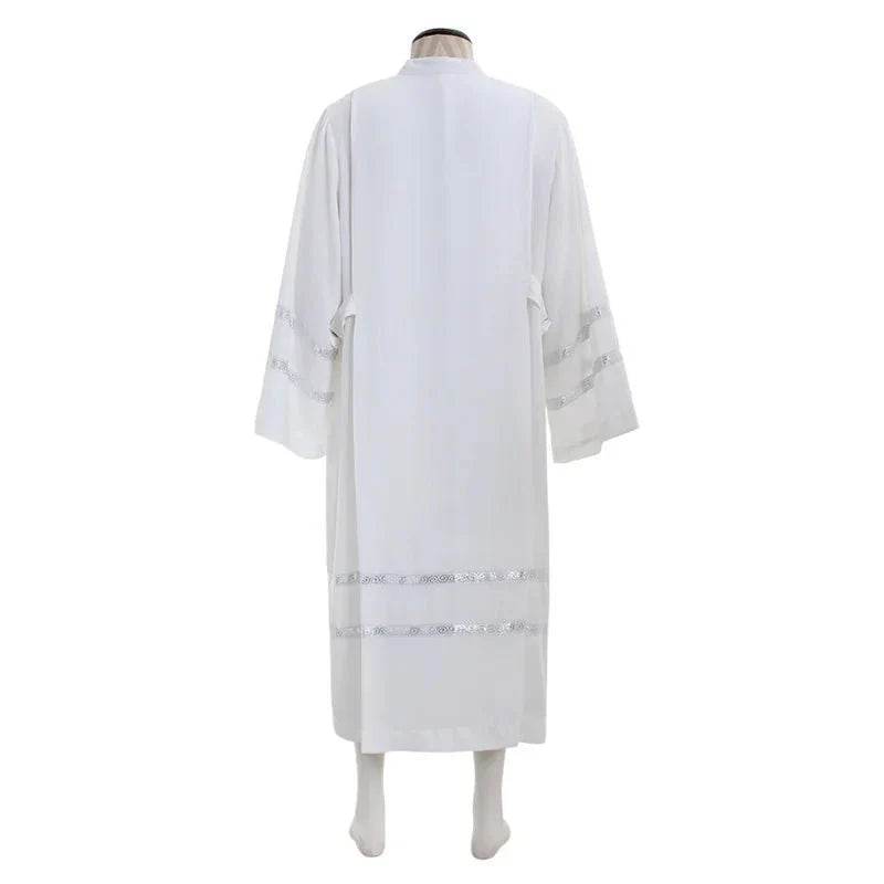 Exclusive Astricos Medieval Clergy Robe - White Cassock Cosplay Costume with Intricate Embroidery | Astricos Medieval Series - Astricos