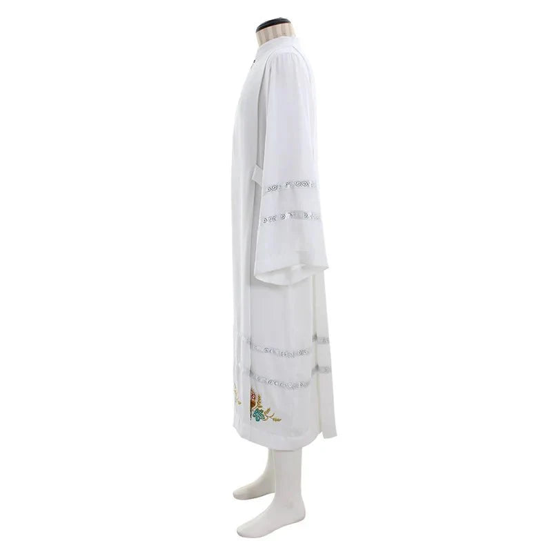 Exclusive Astricos Medieval Clergy Robe - White Cassock Cosplay Costume with Intricate Embroidery | Astricos Medieval Series - Astricos