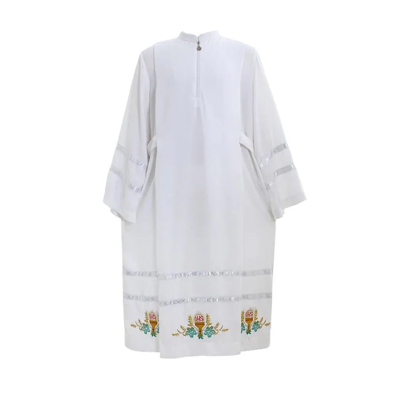 Exclusive Astricos Medieval Clergy Robe - White Cassock Cosplay Costume with Intricate Embroidery | Astricos Medieval Series - Astricos