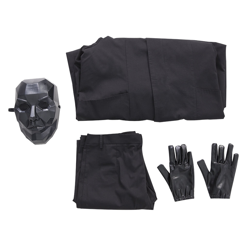 Astricos Black Masked Man Halloween Costume – Squid Game Inspired Hooded Suit for Cosplay - Astricos