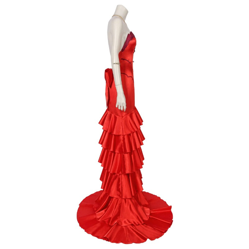 Stunning Red Strapless Aerith Dress from FF7 for Cosplay and Halloween - Astricos