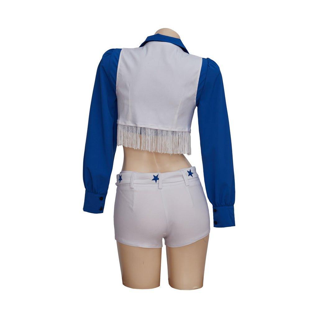 Astricos Sexy Blue and White Cheerleading Uniform for Women & Girls | Dallas Cowboy Cheerleader Cosplay Costume - Astricos