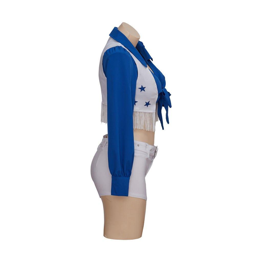 Astricos Sexy Blue and White Cheerleading Uniform for Women & Girls | Dallas Cowboy Cheerleader Cosplay Costume - Astricos