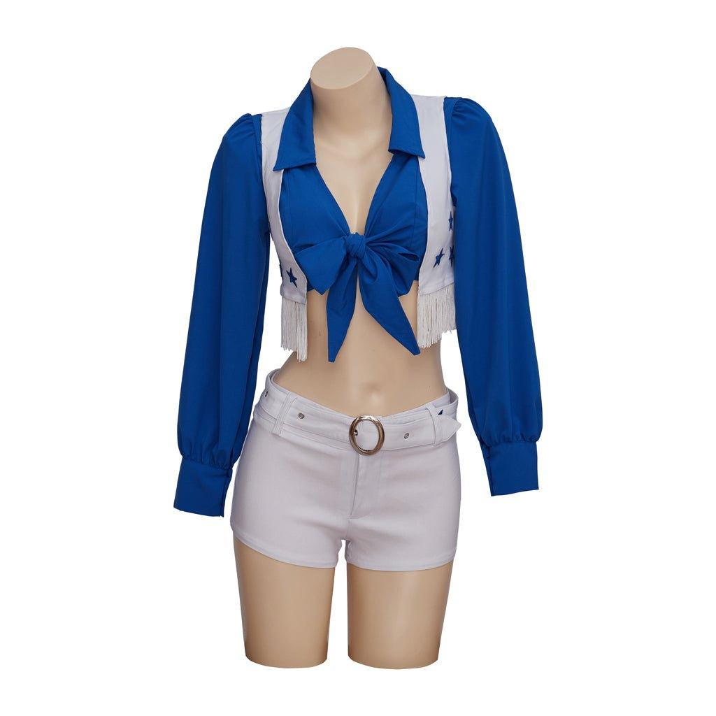 Astricos Sexy Blue and White Cheerleading Uniform for Women & Girls | Dallas Cowboy Cheerleader Cosplay Costume - Astricos