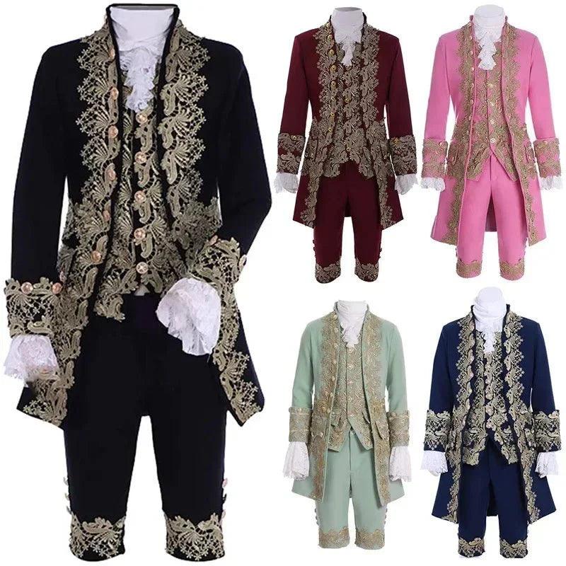 Elegant Victorian King Prince Costume for Men – Astricos Royal Cosplay Suit with Jacket, Vest, and Pants - Astricos