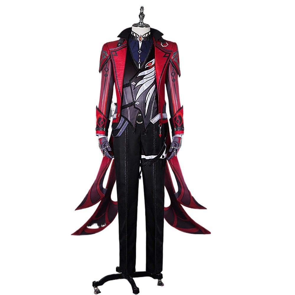 Embrace the Fire with the Astricos Diluc Crimson Evening Cosplay Costume - Genshin Impact - Astricos