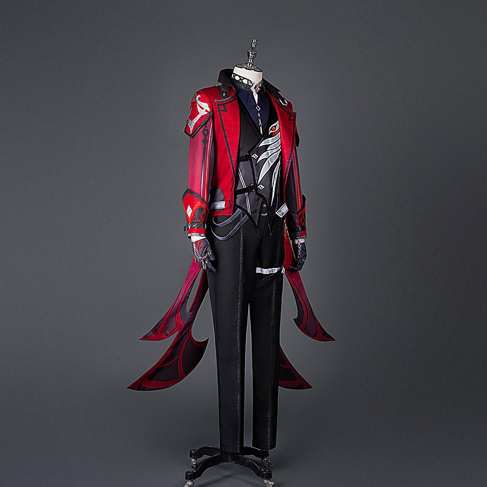 Embrace the Fire with the Astricos Diluc Crimson Evening Cosplay Costume - Genshin Impact - Astricos