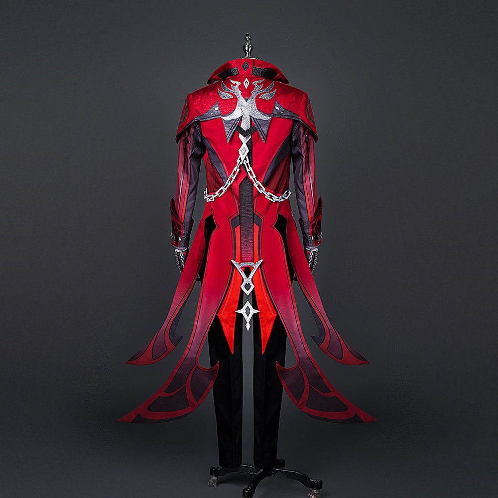 Embrace the Fire with the Astricos Diluc Crimson Evening Cosplay Costume - Genshin Impact - Astricos