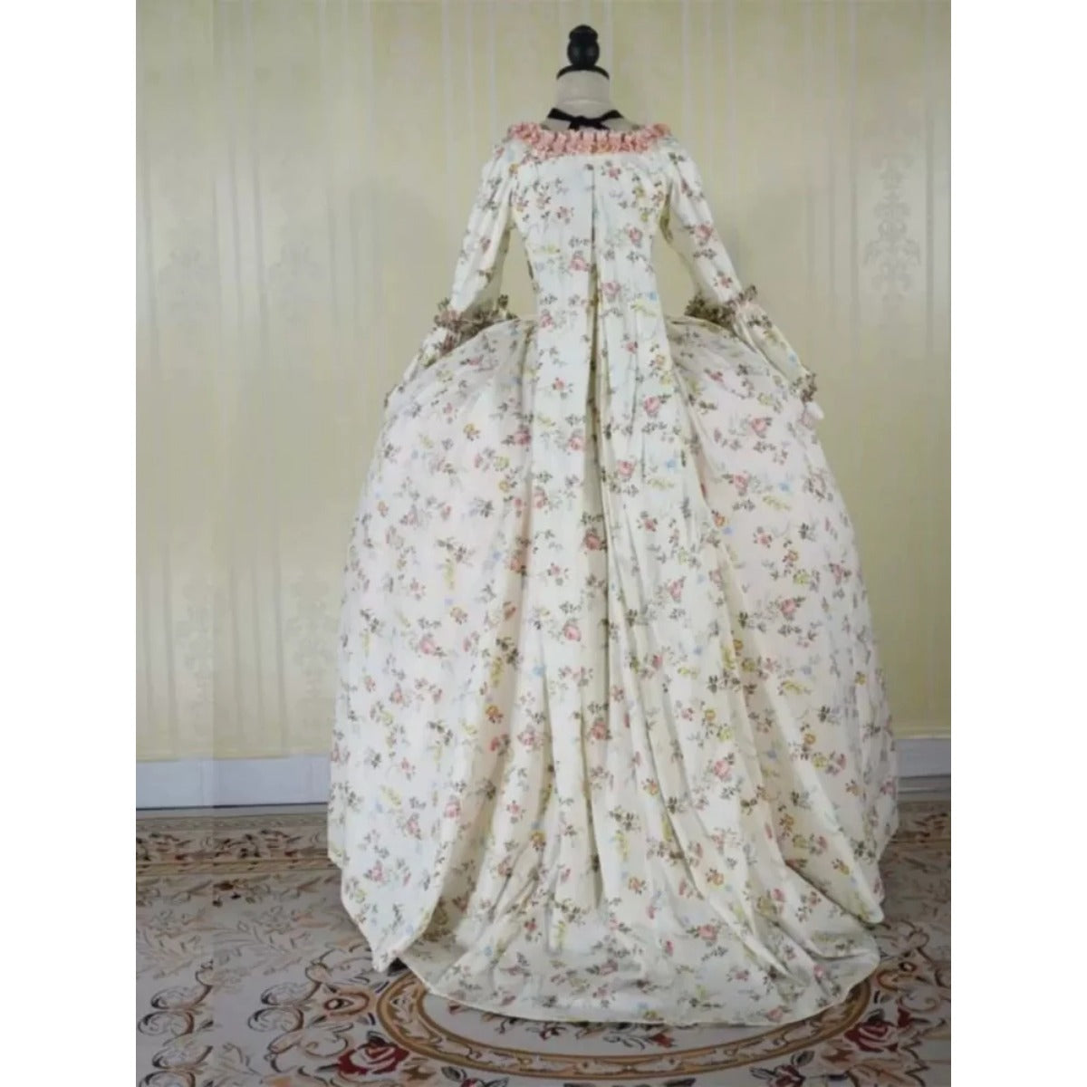 Elegant Renaissance Pink Floral Dress - French Style Rococo Princess Ball Gown by Astricos - Astricos