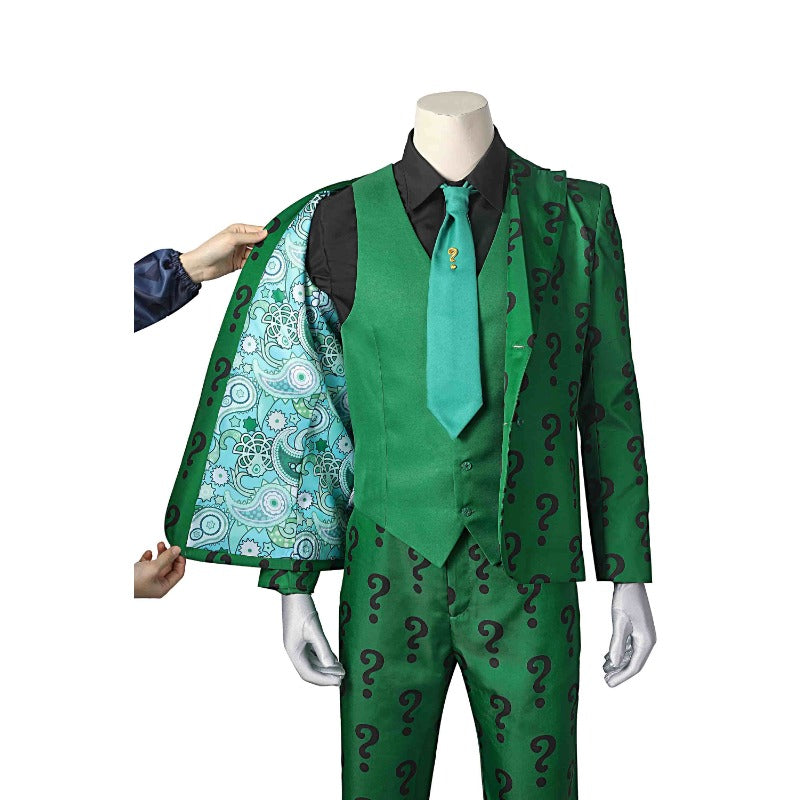 Astricos Riddler Edward Nygma Green Villain Costume for Men - Superhero Fancy Dress - Astricos