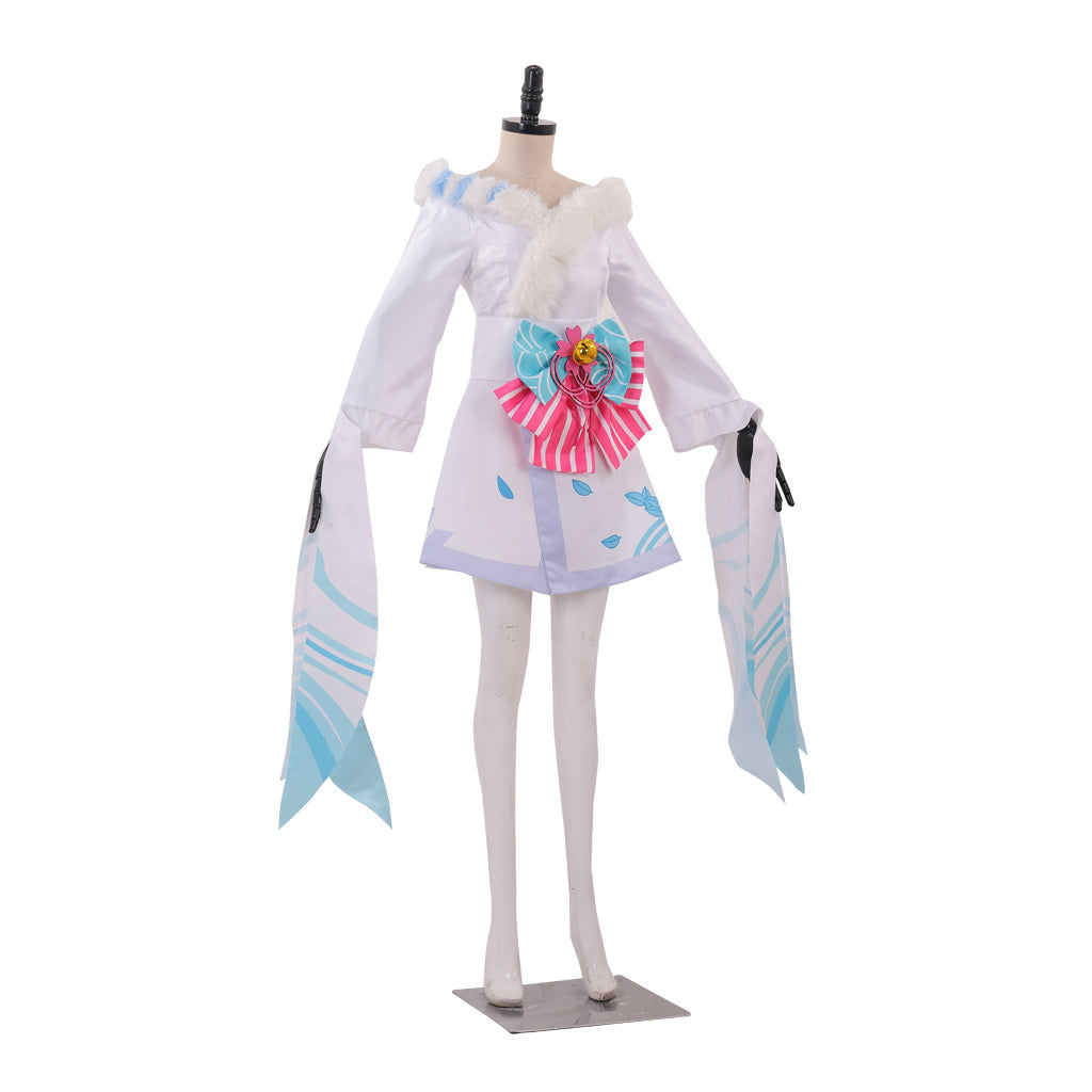 Astricos Ahri Spirit Blossom Super Transform Cosplay Costume Adult Custom-Made White Suit Dress - Astricos