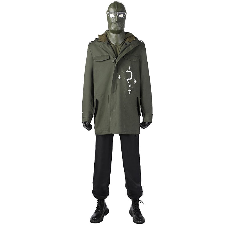 Astricos Riddler Cosplay Costume - Edward Nygma Army Green Suit with Mask - Astricos