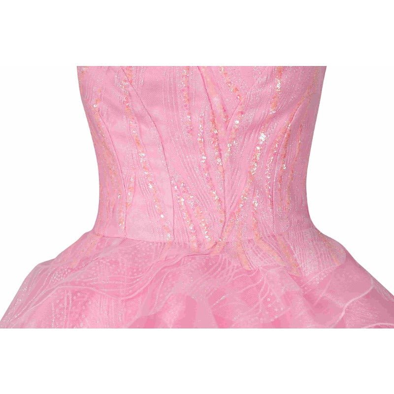 Stunning Astricos Glinda Cosplay Costume - Crown, Earrings, Corset, Skirt, Pink Dress for Halloween - Astricos