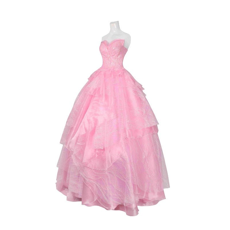 Stunning Astricos Glinda Cosplay Costume - Crown, Earrings, Corset, Skirt, Pink Dress for Halloween - Astricos