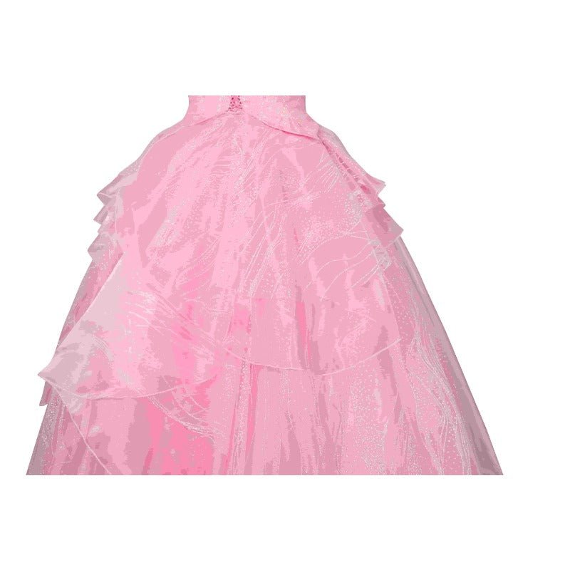 Stunning Astricos Glinda Cosplay Costume - Crown, Earrings, Corset, Skirt, Pink Dress for Halloween - Astricos