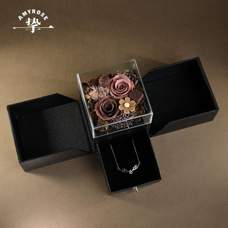 Timeless Elegance Gift Box with Roses and Carnations – Ideal for Birthdays and Romantic Celebrations - Astricos