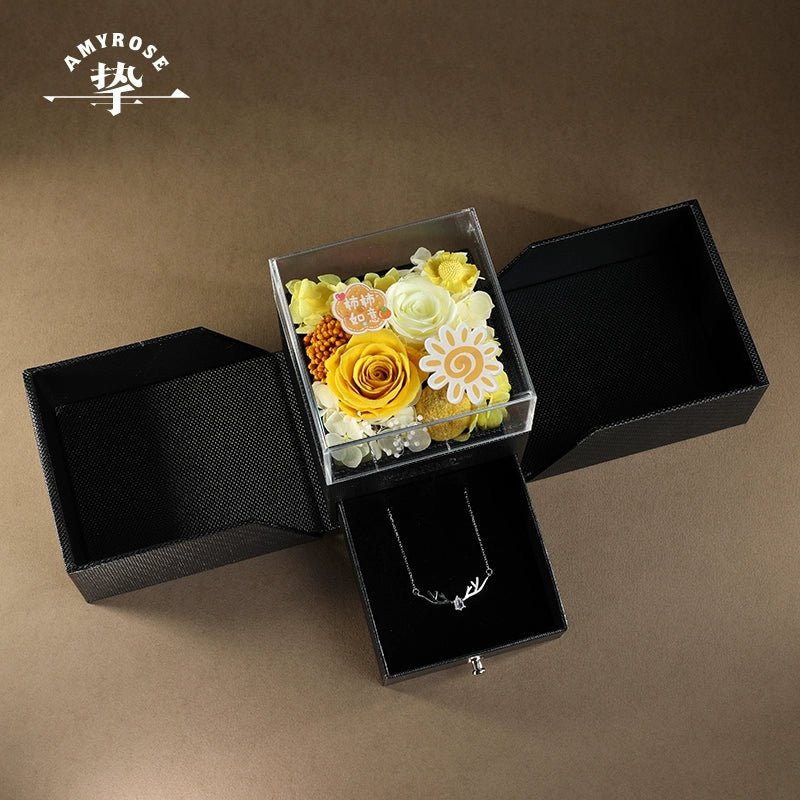 Timeless Elegance Gift Box with Roses and Carnations – Ideal for Birthdays and Romantic Celebrations - Astricos