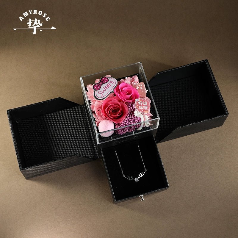 Timeless Elegance Gift Box with Roses and Carnations – Ideal for Birthdays and Romantic Celebrations - Astricos