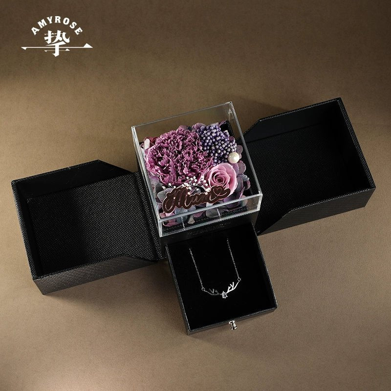 Timeless Elegance Gift Box with Roses and Carnations – Ideal for Birthdays and Romantic Celebrations - Astricos