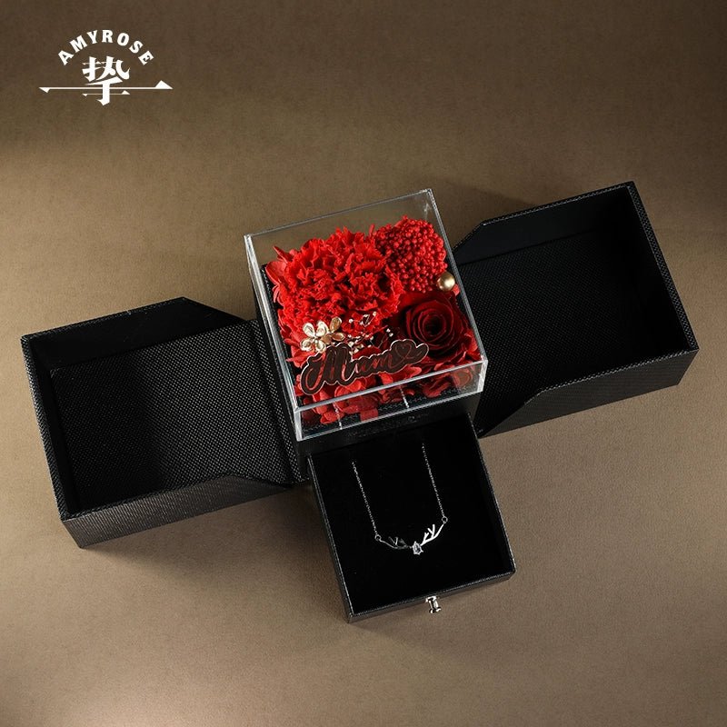 Timeless Elegance Gift Box with Roses and Carnations – Ideal for Birthdays and Romantic Celebrations - Astricos