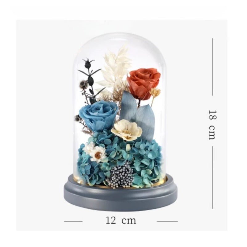 Astricos Glass Dome with Dried Sunflowers and Roses - Timeless Elegance in a Gift Box - Astricos