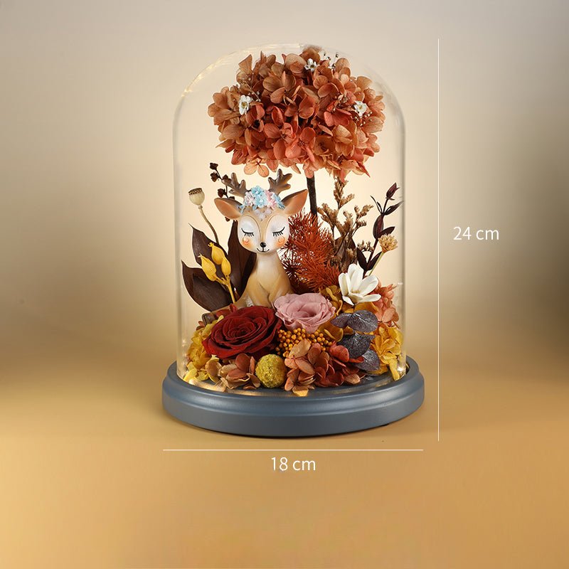 Astricos Glass Dome with Dried Sunflowers and Roses - Timeless Elegance in a Gift Box - Astricos