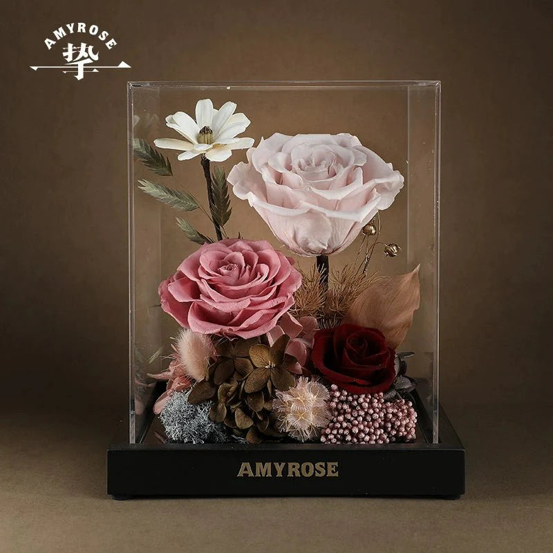 Astricos Timeless Preserved Rose Bouquet - Elegant Wedding, Birthday, Christmas Gift Box for Your Loved One - Astricos