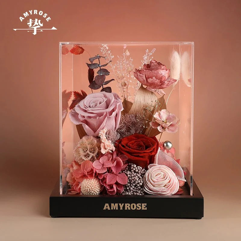 Astricos Timeless Preserved Rose Bouquet - Elegant Wedding, Birthday, Christmas Gift Box for Your Loved One - Astricos