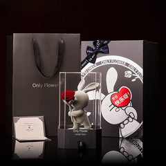 Astricos Eternal Rose Deluxe Gift Box with Adorable Bunny - Ultimate Birthday & Christmas Gift for Her - Astricos